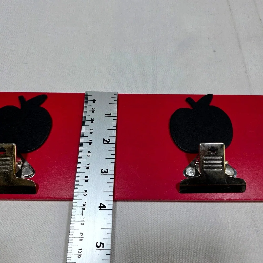 Horizon Group USA Apple Wall Clip Board Red Wood Photo Memo Display 18x4 Decor